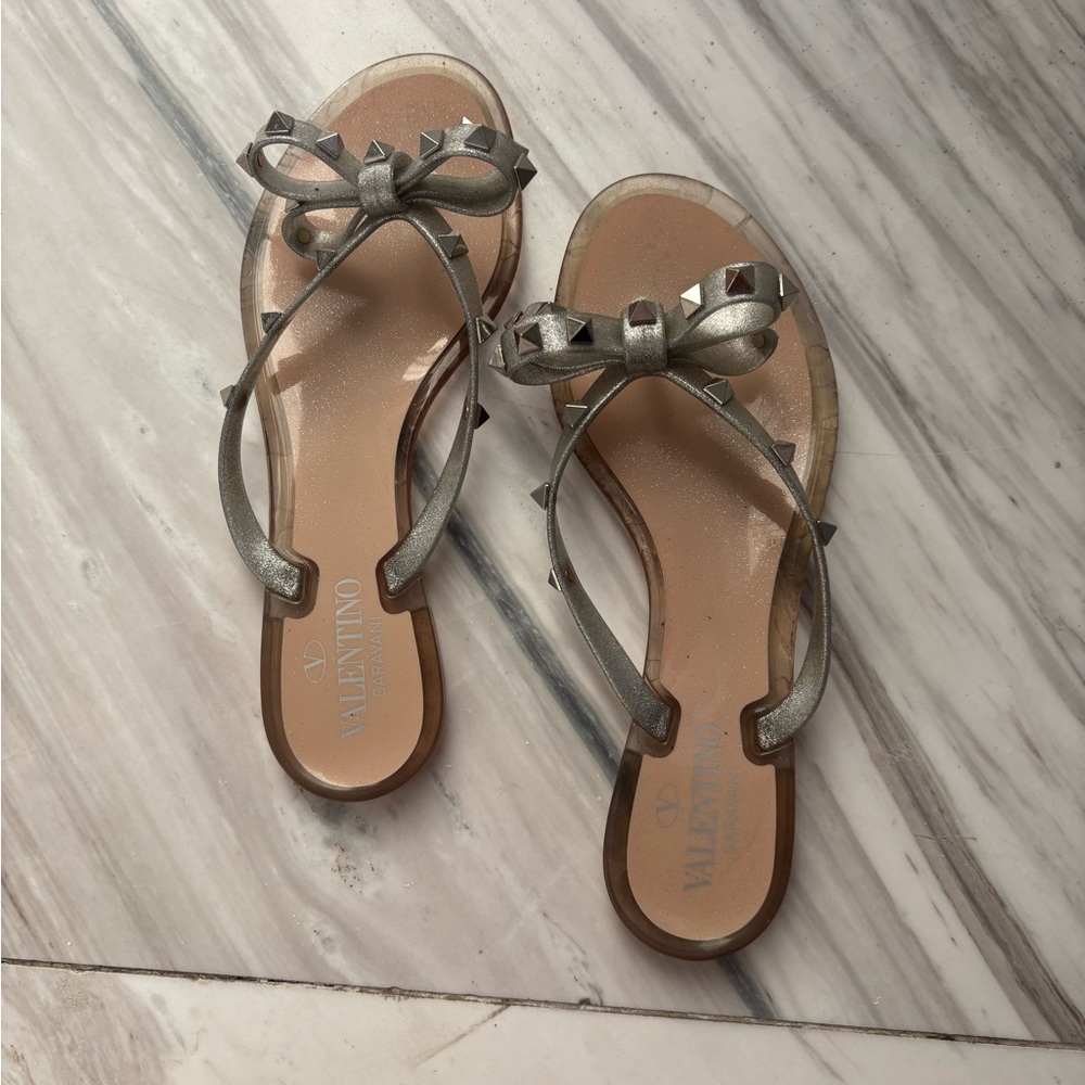 Valentino Silver Studded Sandals